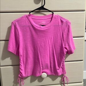 Pink Drawstring Crop Top